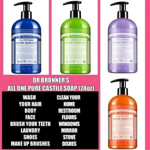Dr Bronner's All One Castile Soap Made with Essential Oils 4 Scents 24oz ea